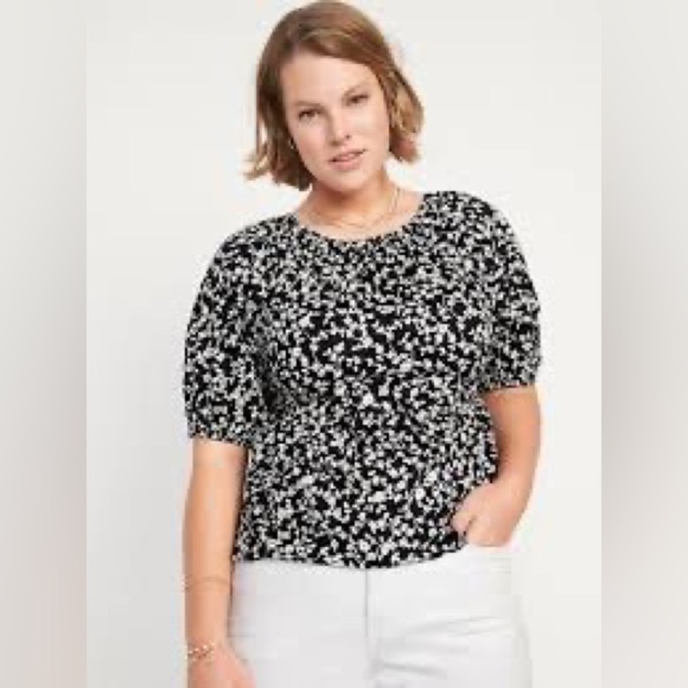 OLD NAVY Floral Puff Sleeve Cotton Top